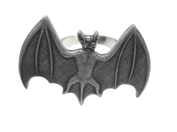 Silver Toned Bat Adjustable Size Fashion Ring