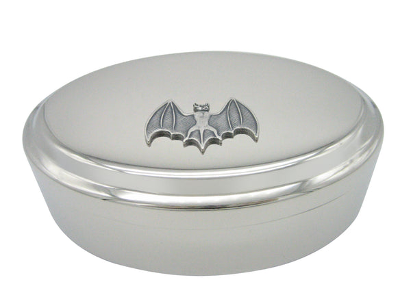 Silver Toned Bat Pendant Oval Trinket Jewelry Box