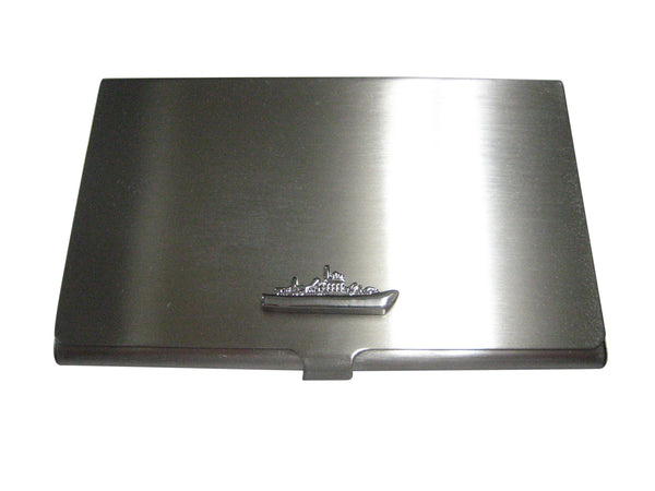 Silver Toned Battleship Business Card Holder