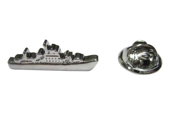 Silver Toned Battleship Lapel Pin