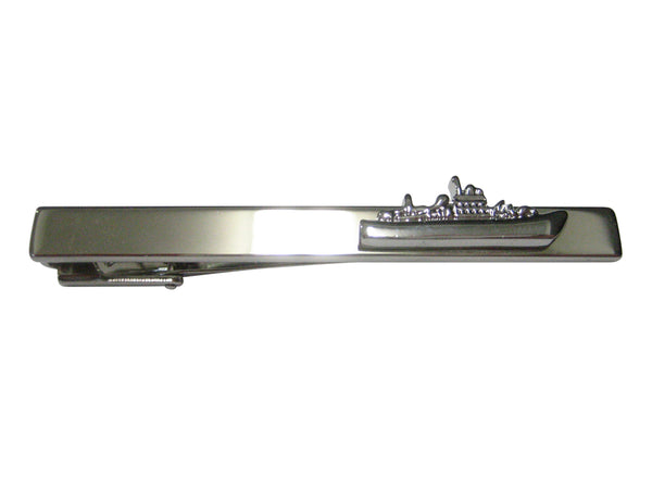 Silver Toned Battleship Square Tie Clip