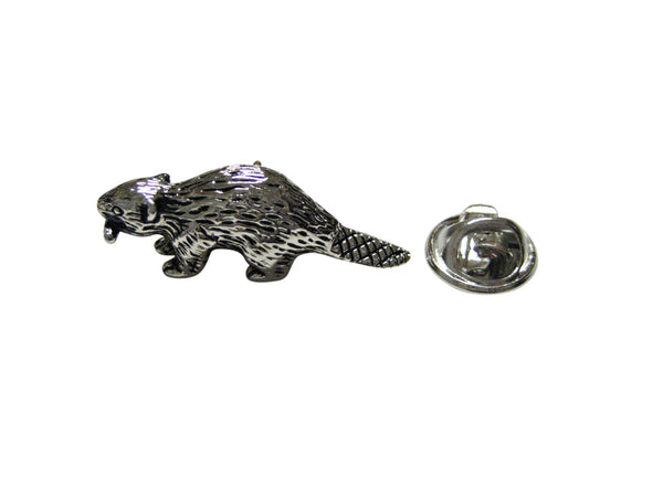 Silver Toned Beaver Lapel Pin