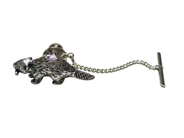 Silver Toned Beaver Tie Tack