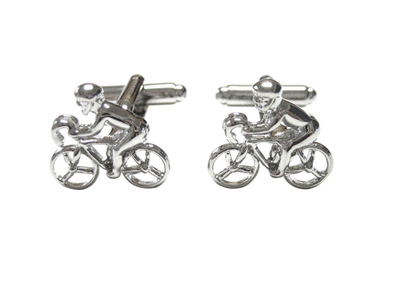 Silver Toned Bicyclist Cufflinks