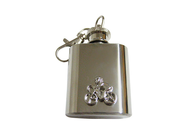Silver Toned Bicyclist Keychain Flask