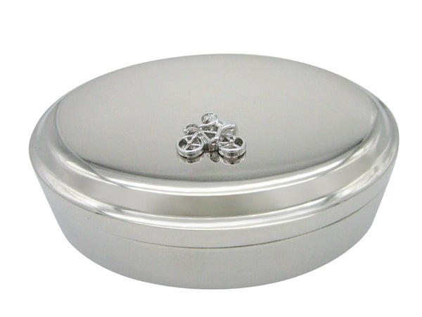 Silver Toned Bicyclist Pendant Oval Trinket Jewelry Box