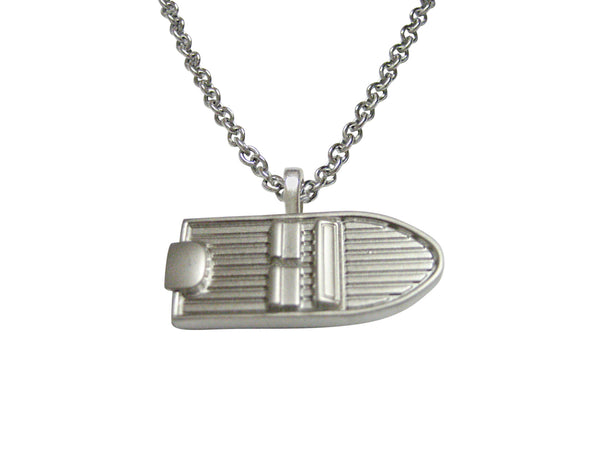 Silver Toned Boat Pendant Necklace