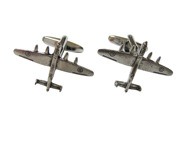 Silver Toned Bomber Plane Cufflinks