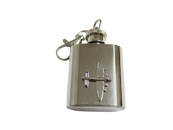 Silver Toned Bomber Plane 1 Oz. Stainless Steel Key Chain Flask