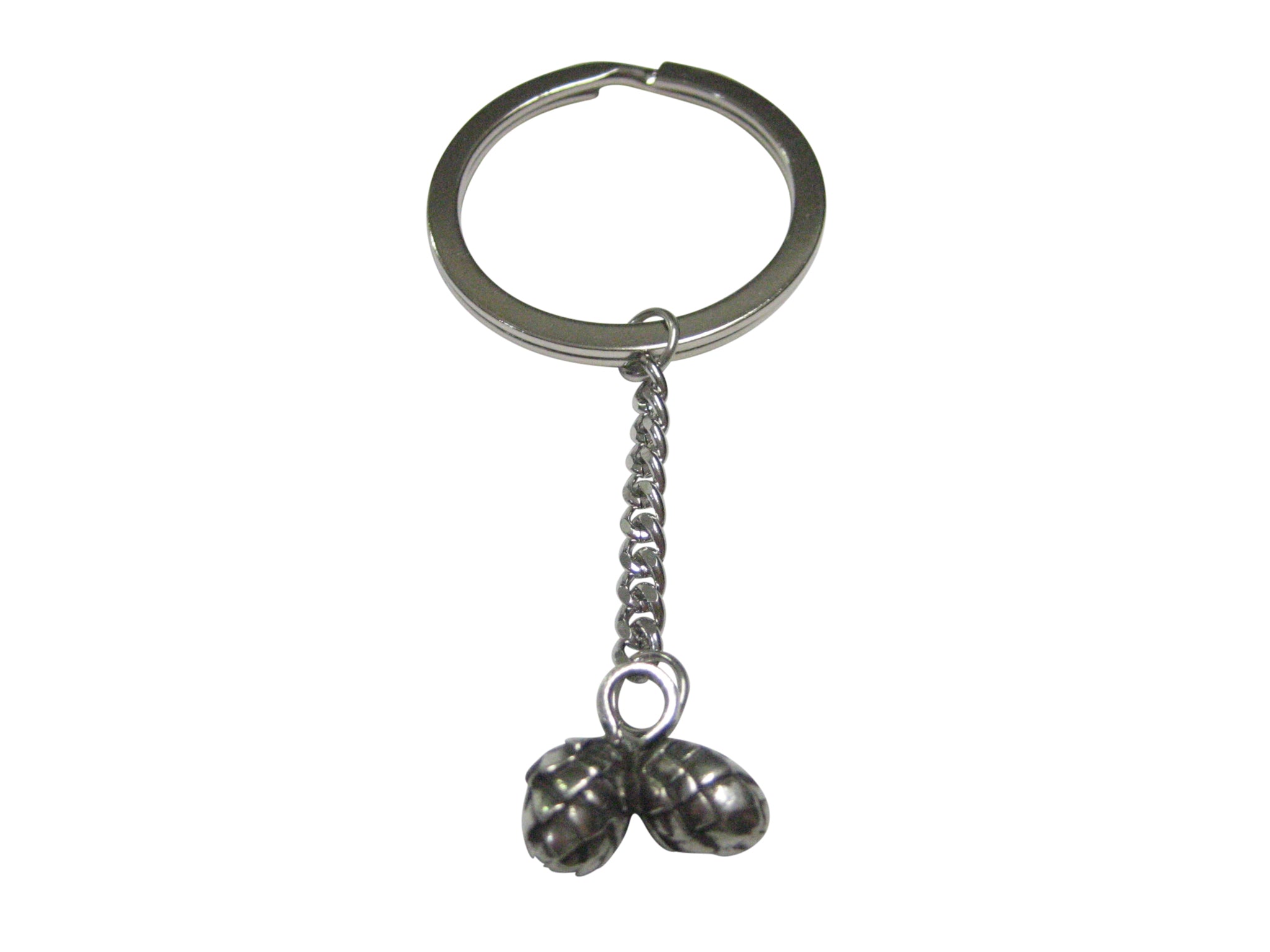 Silver Toned Brewing Beer Hops Pendant Keychain