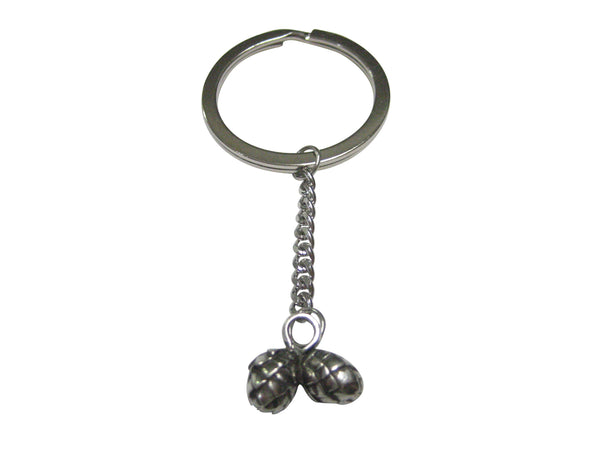 Silver Toned Brewing Beer Hops Pendant Keychain