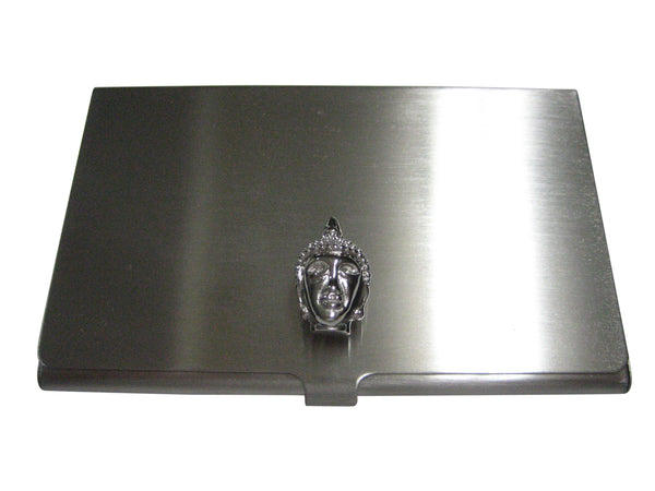 Silver Toned Buddha Head Buddhism Business Card Holder