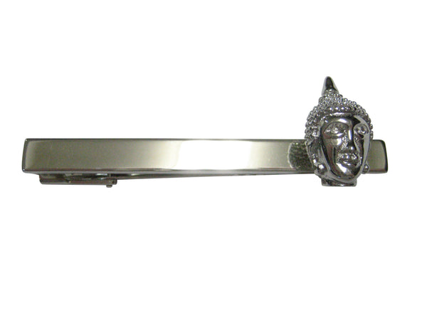 Silver Toned Buddha Head Buddhism Tie Clip