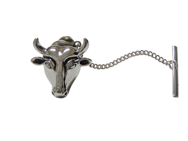 Silver Toned Bull Cow Head Tie Tack