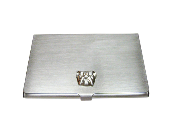 Silver Toned Bulldog Head Business Card Holder