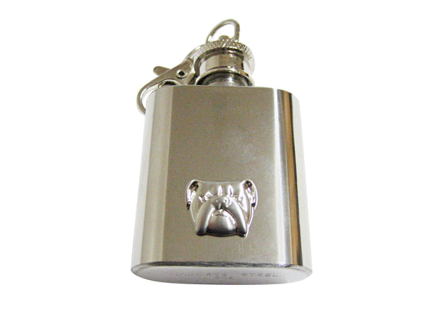 Silver Toned Bulldog Head Keychain Flask