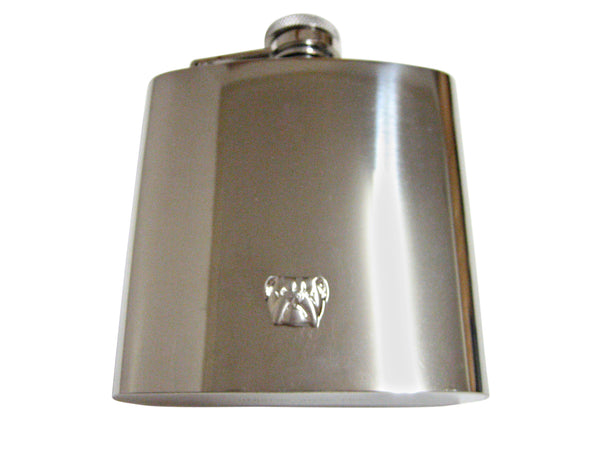 Silver Toned Bulldog Head Large Flask