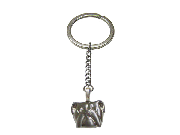 Silver Toned Bulldog Head Pendant Keychain