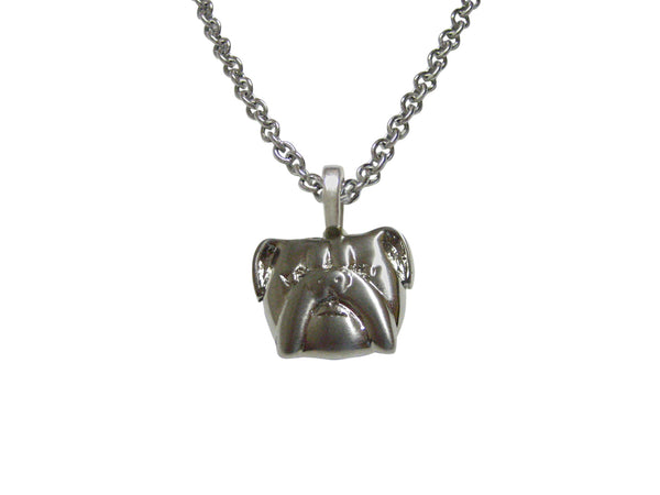 Silver Toned Bulldog Head Pendant Necklace