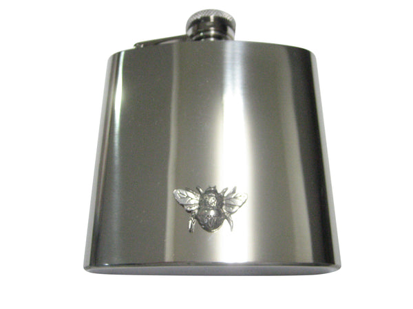 Silver Toned Bumble Bee Bug Insect 6oz Flask