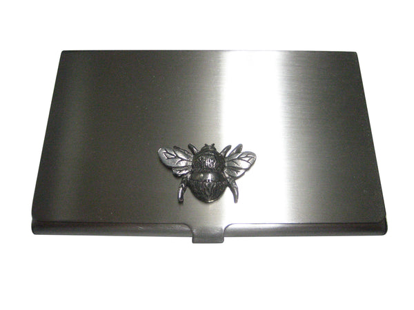 Silver Toned Bumble Bee Bug Insect Business Card Holder
