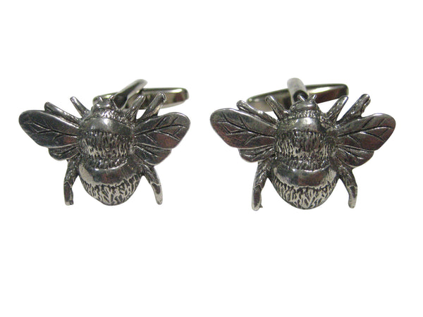 Silver Toned Bumble Bee Bug Insect Cufflinks