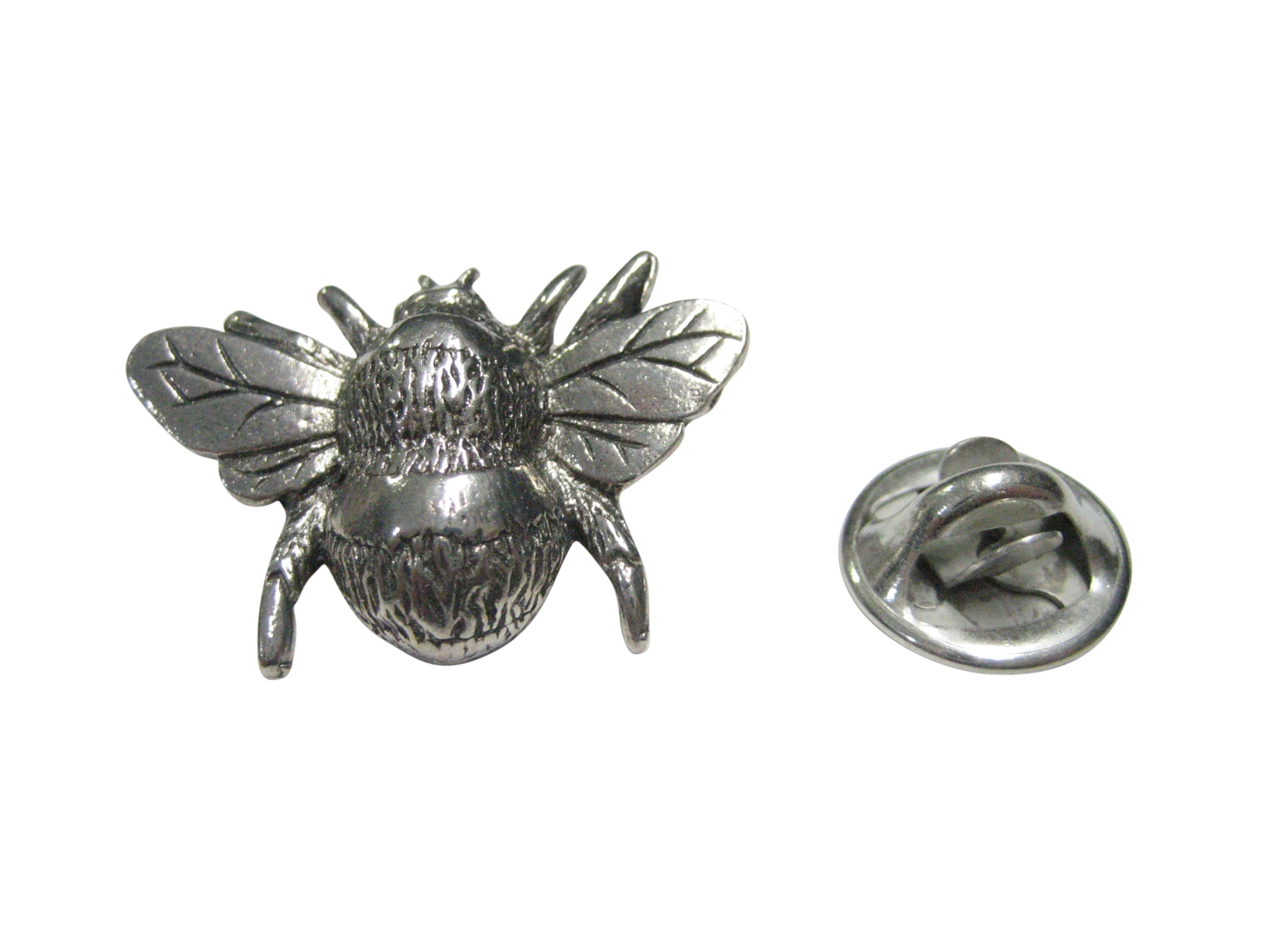 Silver Toned Bumble Bee Bug Insect Lapel Pin