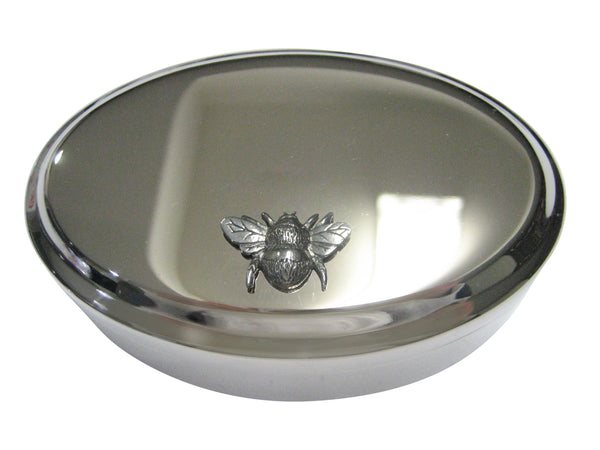 Silver Toned Bumble Bee Bug Insect Oval Trinket Jewelry Box