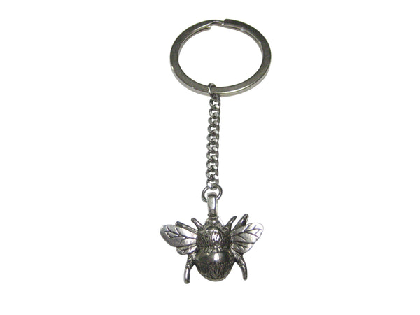 Silver Toned Bumble Bee Bug Insect Pendant Keychain