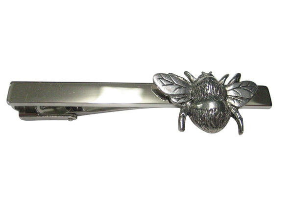 Silver Toned Bumble Bee Bug Insect Square Tie Clip