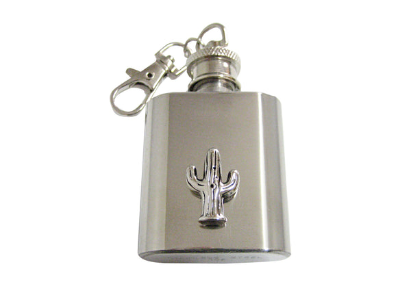 Silver Toned Cactus 1oz Keychain Flask