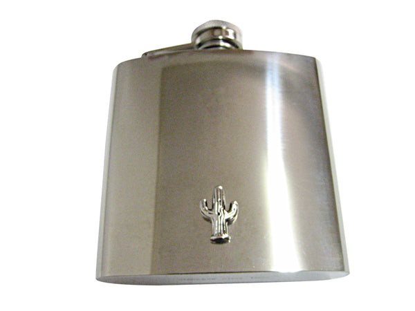 Silver Toned Cactus 6oz Flask