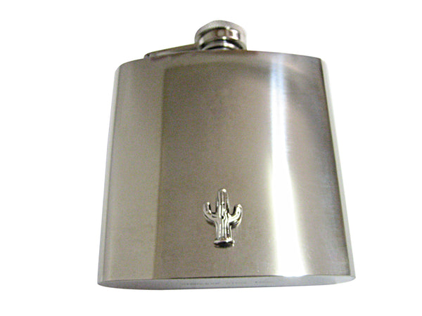 Silver Toned Cactus 6 Oz. Stainless Steel Flask