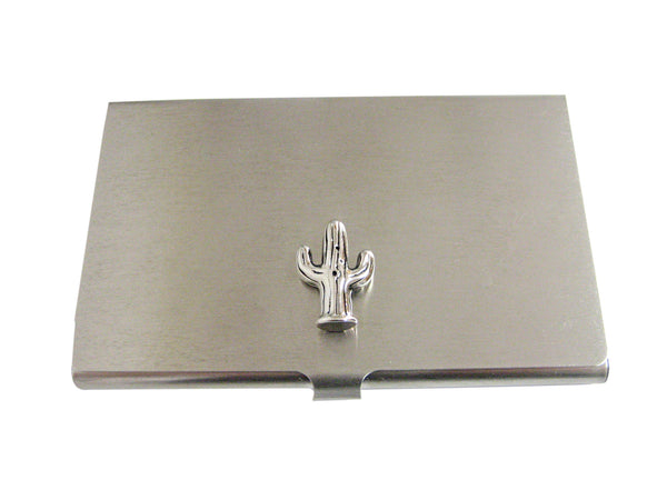 Silver Toned Cactus Business Card Holder