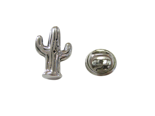 Silver Toned Cactus Plant Lapel Pin