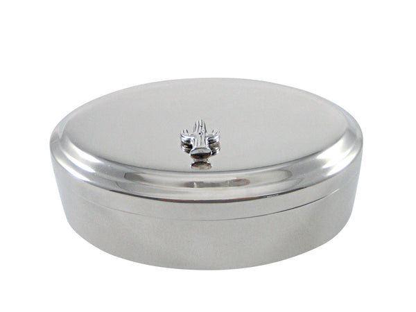 Silver Toned Cactus Plant Pendant Oval Trinket Jewelry Box