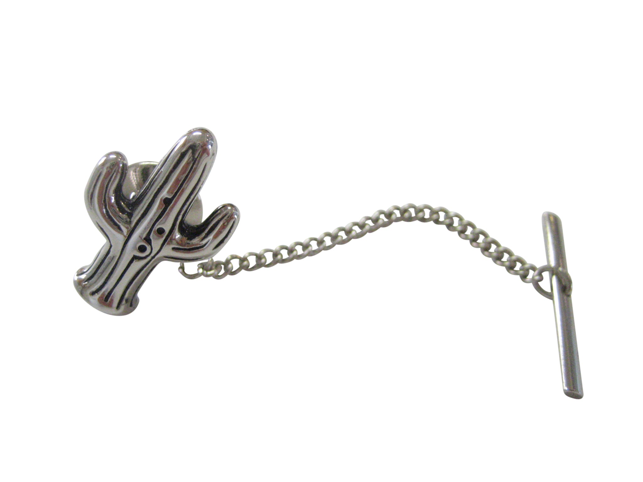 Silver Toned Cactus Plant Tie Tack
