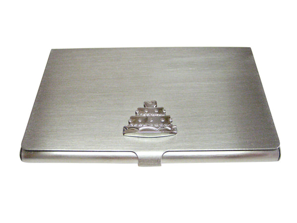Silver Toned Cake Business Card Holder