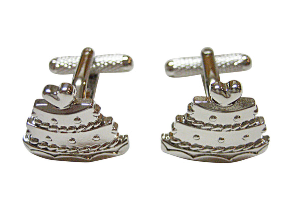 Silver Toned Wedding Cake Cufflinks