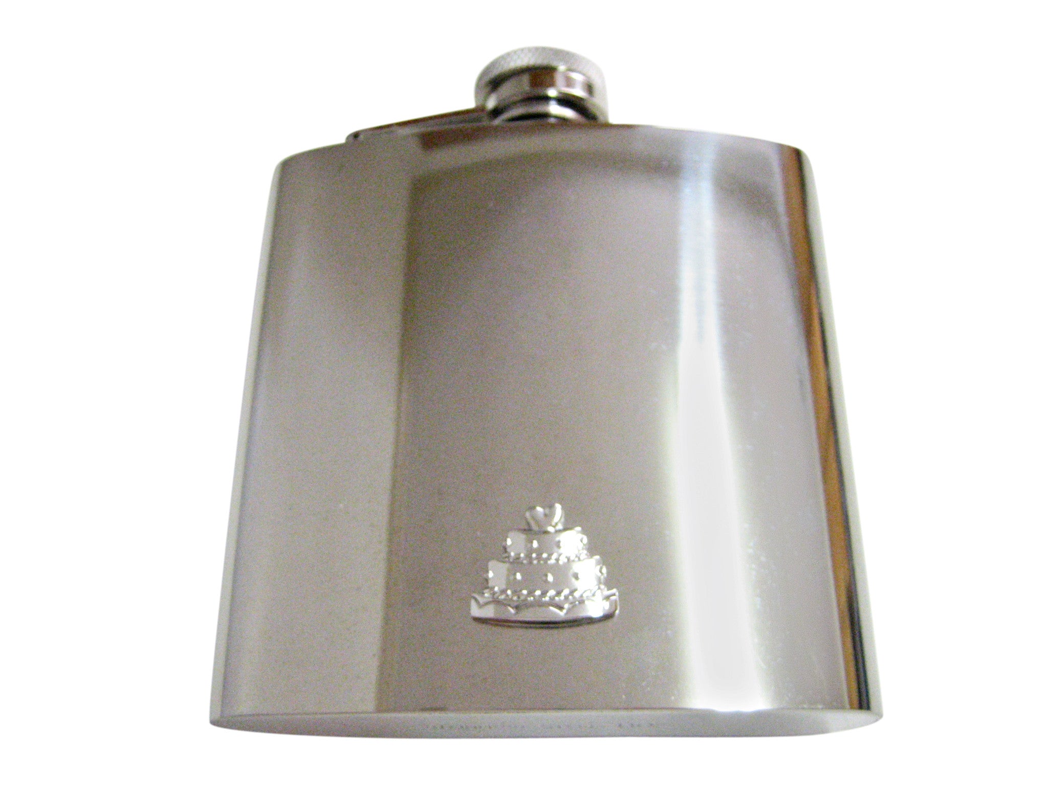 Silver Toned Cake 6 Oz. Stainless Steel Flask