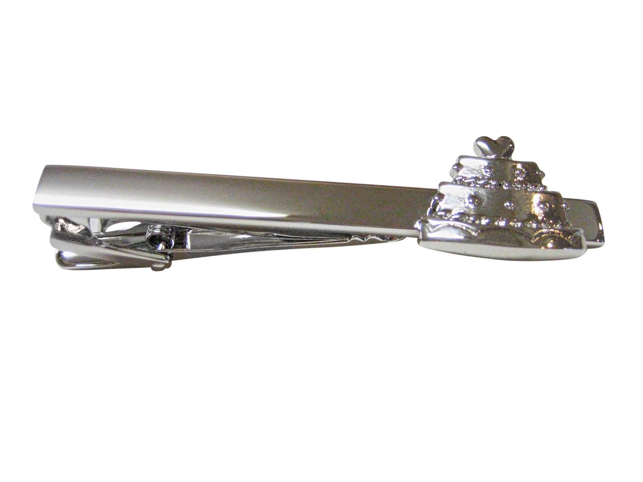 Silver Toned Cake Square Tie Clip