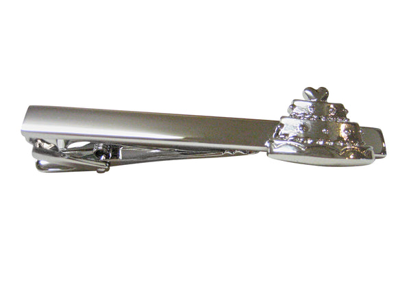 Silver Toned Cake Square Tie Clip