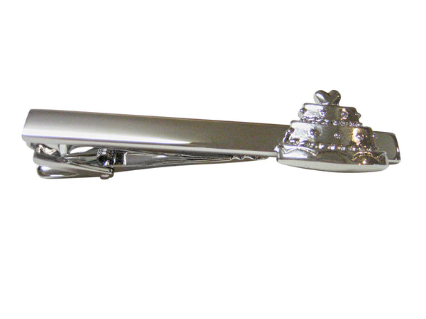 Silver Toned Wedding Cake Pastry Chef Square Tie Clip
