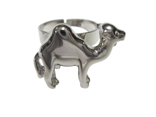Silver Toned Camel Adjustable Size Fashion Ring