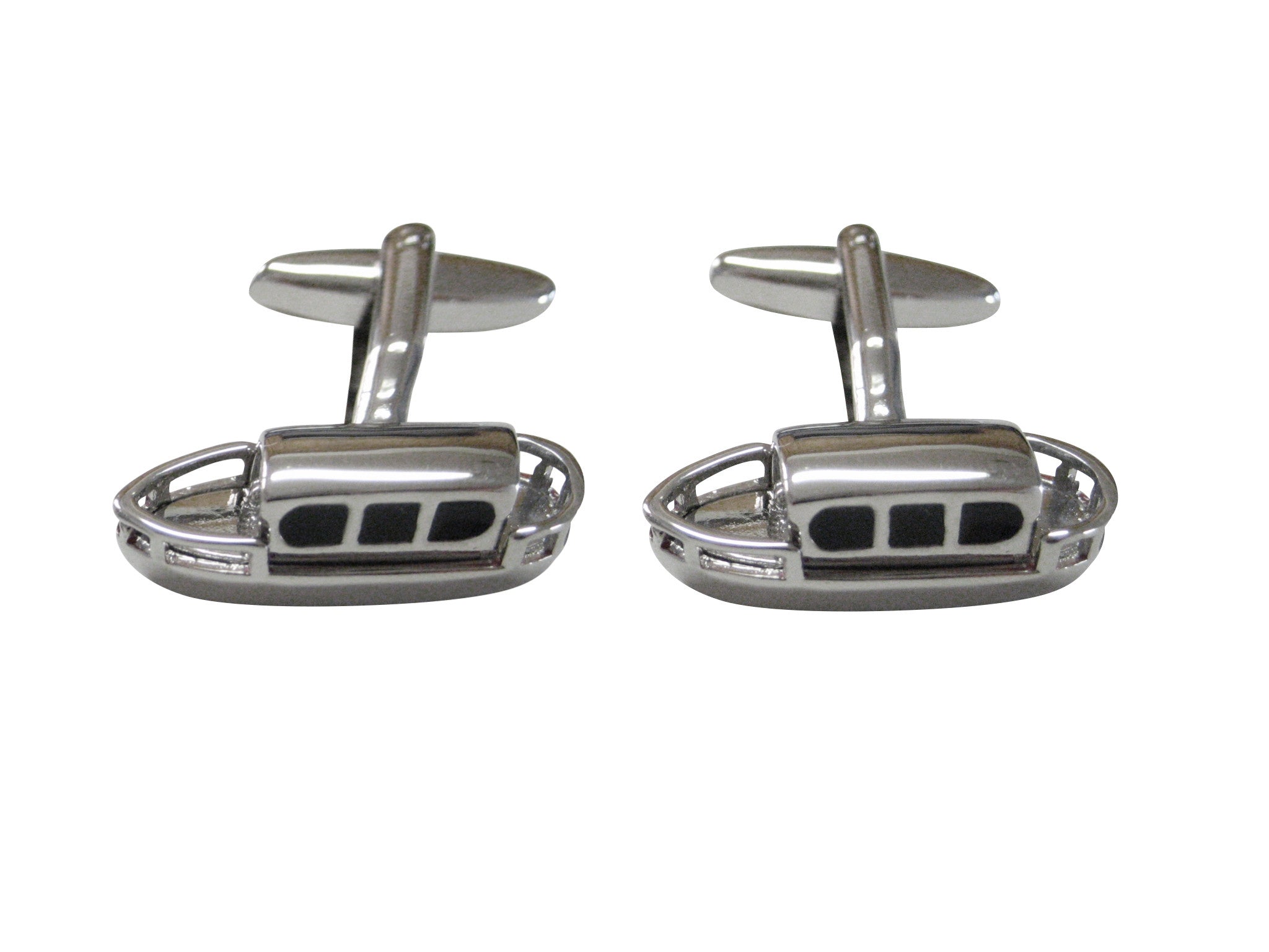 Silver Toned Canal Boat Cufflinks