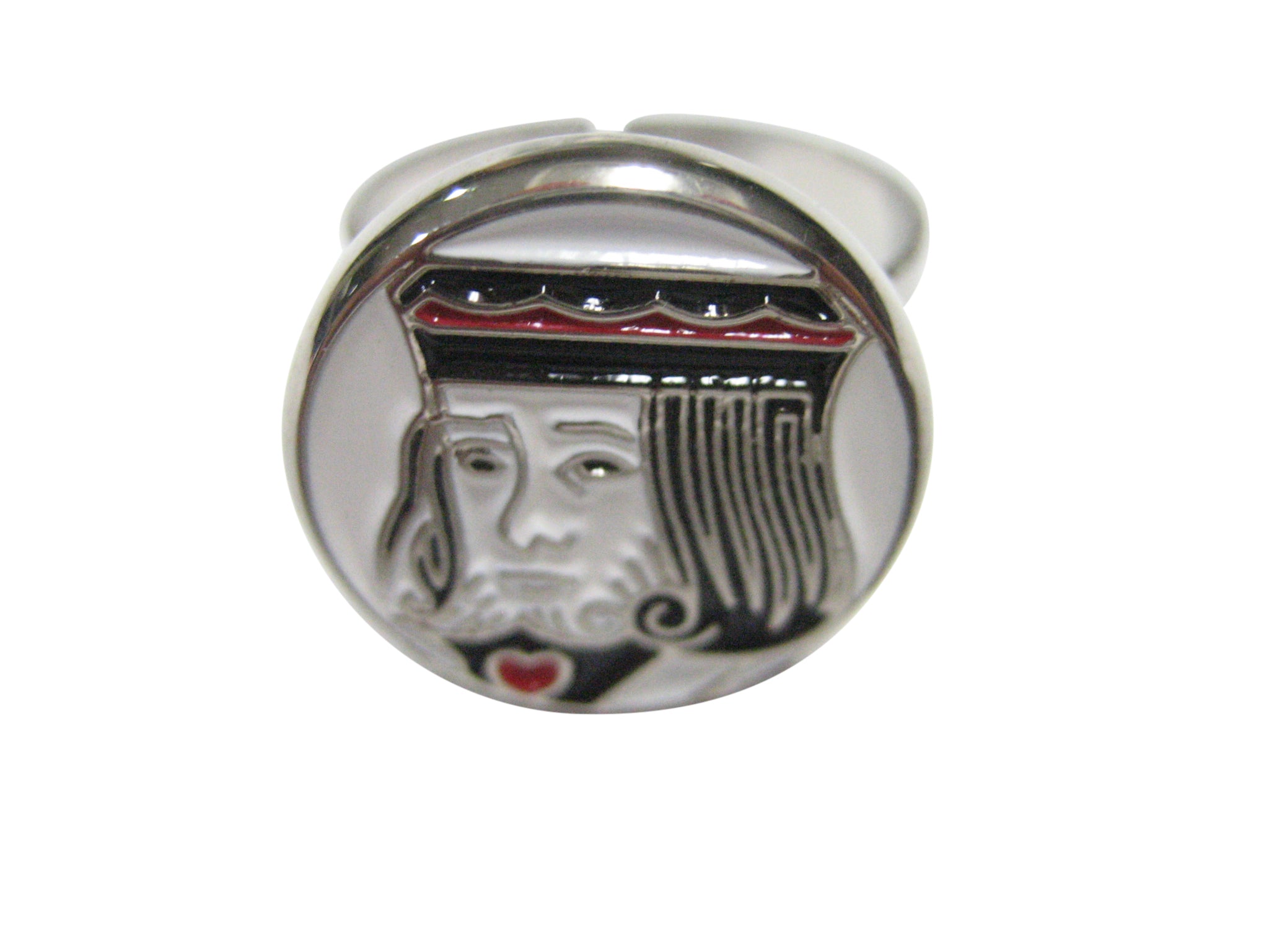 Silver Toned Card Face Adjustable Size Fashion Ring