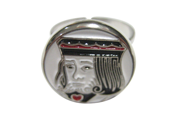 Silver Toned Card Face Adjustable Size Fashion Ring