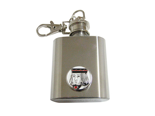Silver Toned Card Face Pendant 1oz Keychain Flask