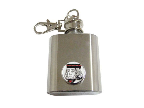 Silver Toned Card Face Pendant 1 Oz. Stainless Steel Key Chain Flask