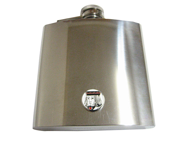 Silver Toned Card Face Pendant 6 Oz. Stainless Steel Flask